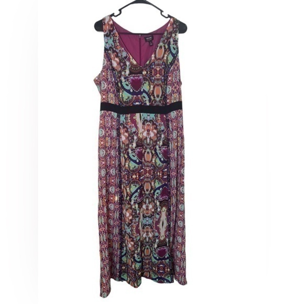 Nicole Miller Abstract Color Maxi Dress Size 16